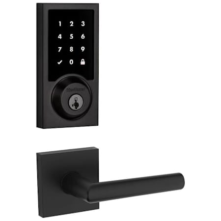 Kwikset Milan Passage Lever and 916 Contemporary Touchscreen Deadbolt Combo Pack with SmartKey and Z-Wave Technology Matte Black