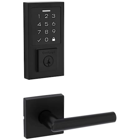 Kwikset Milan Passage Lever Set and Electronic Keyless Entry Deadbolt Combo Pack with SmartKey from the SmartCode Deadbolts Touchscreen Collection Matte Black