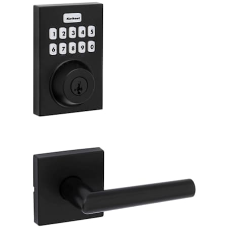 Kwikset Milan Passage Lever Set and Electronic Keyless Entry Deadbolt Combo Pack with SmartKey from the Home Connect Collection Matte Black