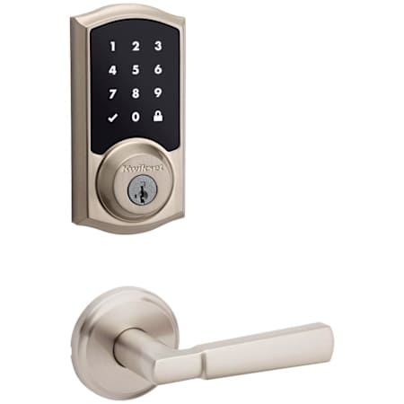 Kwikset Perth Passage Lever Set and SmartCode Electronic Touchscreen Deadbolt Combo Pack with SmartKey Satin Nickel