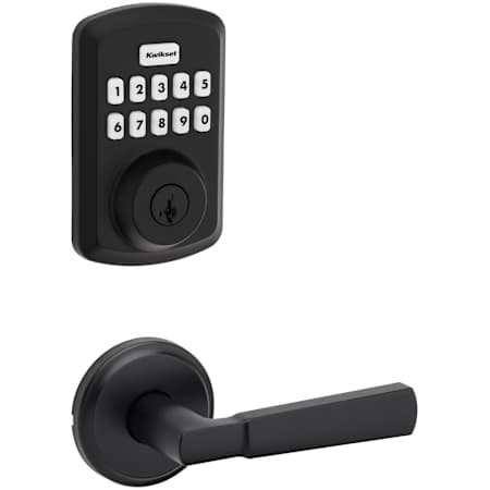 Kwikset Perth Passage Lever Set and Powerbolt Electronic Keypad Deadbolt Combo Pack with SmartKey Matte Black