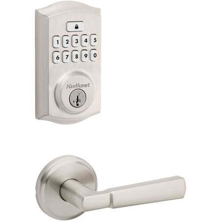 Kwikset Perth Passage Lever Set and SmartCode Electronic Keypad Deadbolt Combo Pack with SmartKey Satin Nickel