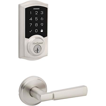 Kwikset Perth Passage Lever Set and SmartCode Electronic Touchscreen Deadbolt Combo Pack with SmartKey Satin Nickel