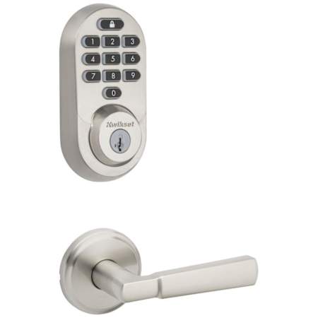 Kwikset Perth Passage Lever Set and Halo Electronic Keypad Deadbolt Combo Pack with SmartKey Satin Nickel