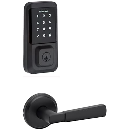 Kwikset Perth Passage Lever Set and Halo Electronic Touchscreen Deadbolt Combo Pack with SmartKey Matte Black