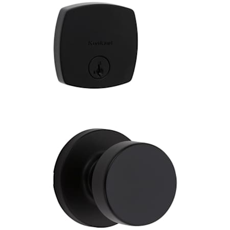 Kwikset Pismo Passage Knob Set and Single Cylinder Keyed Entry Deadbolt Combo with SmartKey from the Midtown Collection Matte Black