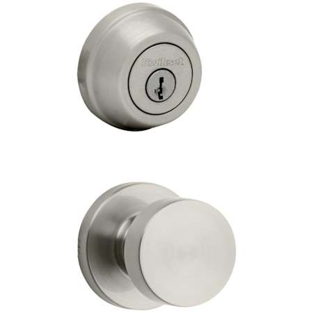 Kwikset Pismo Passage Knob Set and Single Cylinder Keyed Entry Deadbolt Combo with SmartKey from the 780 Series Satin Nickel