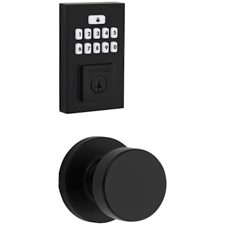 Kwikset Pismo Passage Knob Set and Electronic Keyless Entry Deadbolt Combo Pack with SmartKey from the SmartCode Deadbolts Touchpad Collection Matte Black