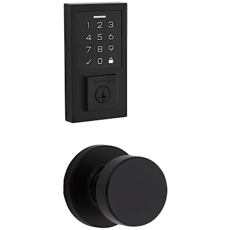 Kwikset Pismo Passage Knob Set and Electronic Keyless Entry Deadbolt Combo Pack with SmartKey from the SmartCode Deadbolts Touchscreen Collection Matte Black
