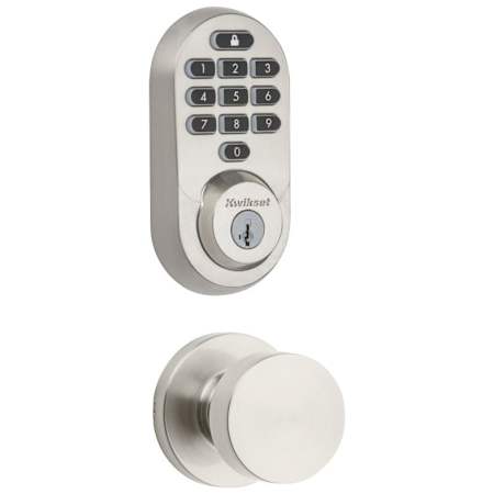 Kwikset Pismo Passage Knob and 938 Halo WiFi Enabled Deadbolt Combo Pack with SmartKey Satin Nickel