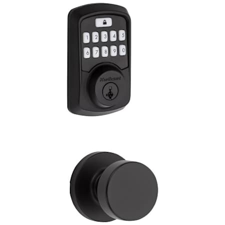 Kwikset Pismo Passage Knob and 942 Aura Keypad Deadbolt Combo Pack with SmartKey and Bluetooth Technology Matte Black