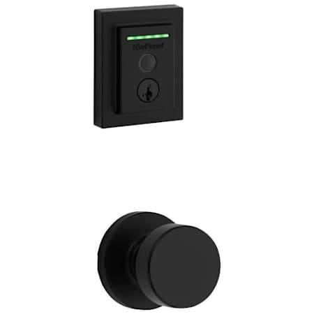 Kwikset Pismo Passage Knob and 959 Fingerprint Contemporary Halo WiFi Enabled Deadbolt Combo Pack with SmartKey Matte Black