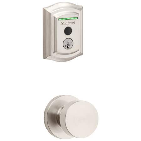 Kwikset Pismo Passage Knob and 959 Fingerprint Traditional Halo WiFi Enabled Deadbolt Combo Pack with SmartKey Satin Nickel