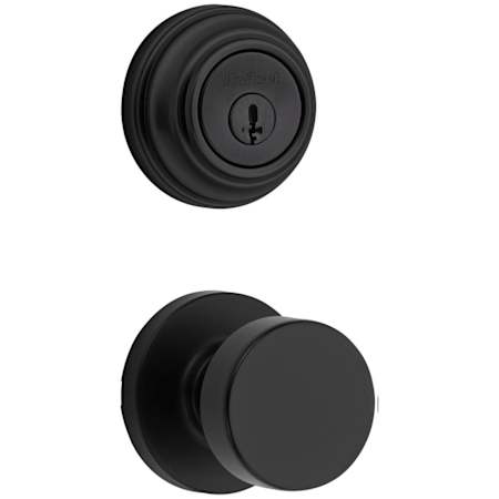 Kwikset Pismo Passage Knob Set and Single Cylinder Keyed Entry Deadbolt Combo with SmartKey from the 980 Series Matte Black