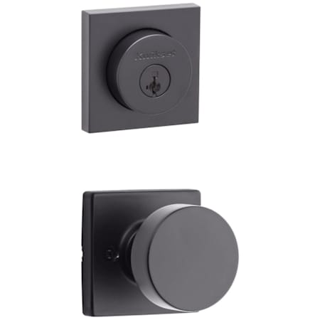 Kwikset Pismo Passage Knob Set and Single Cylinder Keyed Entry Deadbolt Combo with SmartKey from the Halifax Collection Matte Black