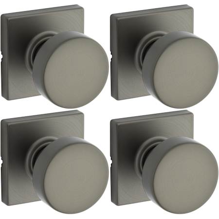 Kwikset Pismo Passage Door Knob Set with Square Rose - Pack of 4 Gun Metal