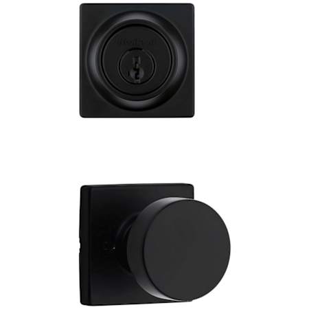 Kwikset Pismo Passage Knob Set and Single Cylinder Keyed Entry Deadbolt Combo with SmartKey from the Signature Series Matte Black
