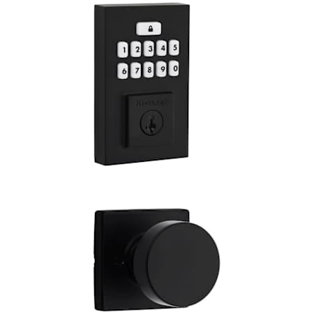 Kwikset Pismo Passage Knob Set and Electronic Keyless Entry Deadbolt Combo Pack with SmartKey from the SmartCode Deadbolts Touchpad Collection Matte Black