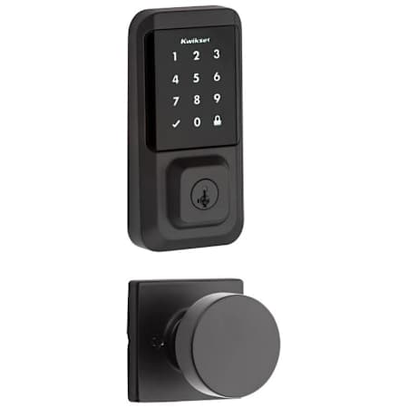 Kwikset Pismo Passage Knob and 939 Halo WiFi Enabled Deadbolt Combo Pack with SmartKey Matte Black