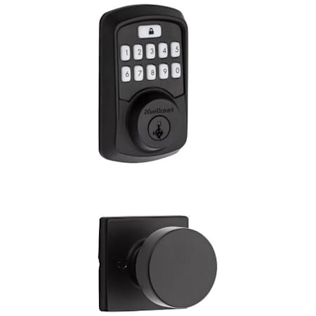 Kwikset Pismo Passage Knob and 942 Aura Keypad Deadbolt Combo Pack with SmartKey and Bluetooth Technology Iron Black
