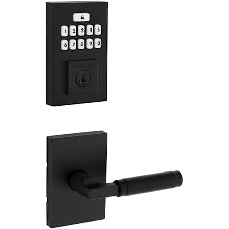 Kwikset Prava Passage Lever Set and SmartCode Electronic Keypad Deadbolt Combo Pack with SmartKey Matte Black