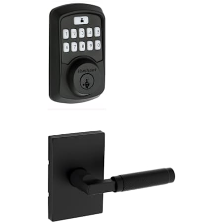 Kwikset Prava Passage Lever Set and Aura Electronic Keypad Deadbolt Combo Pack with SmartKey Matte Black