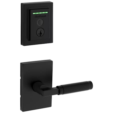 Kwikset Prava Passage Lever Set and Halo Electronic Fingerprint Deadbolt Combo Pack with SmartKey Matte Black