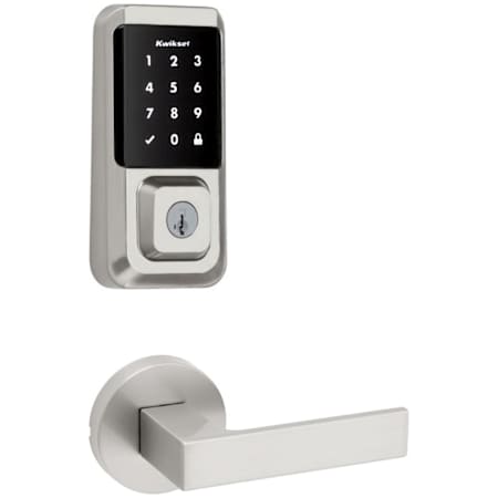 Kwikset Singapore Passage Lever Set and Electronic Keyless Entry Deadbolt Combo Pack with SmartKey from the Halo Collection Satin Nickel