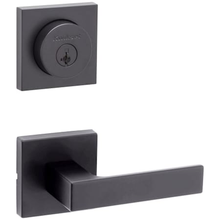 Kwikset Singapore Passage Lever Set and Single Cylinder Keyed Entry Deadbolt Combo with SmartKey from the Halifax Collection Matte Black