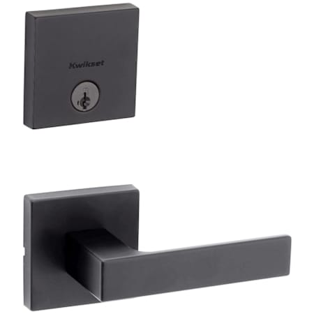 Kwikset Singapore Passage Lever Set and Single Cylinder Keyed Entry Deadbolt Combo with SmartKey from the Downtown Collection Matte Black