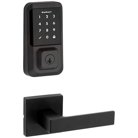 Kwikset Singapore Passage Lever Set and Electronic Keyless Entry Deadbolt Combo Pack with SmartKey from the Halo Collection Matte Black
