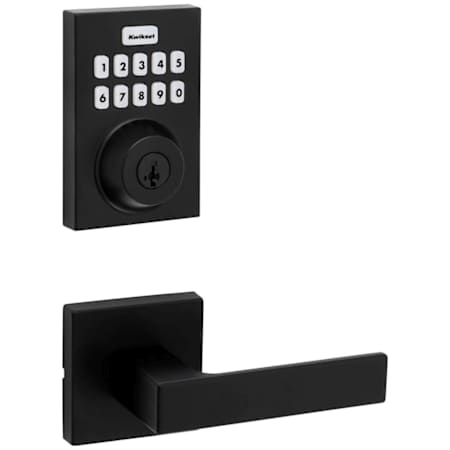 Kwikset Singapore Passage Lever Set and Electronic Keyless Entry Deadbolt Combo Pack with SmartKey from the Home Connect Collection Matte Black