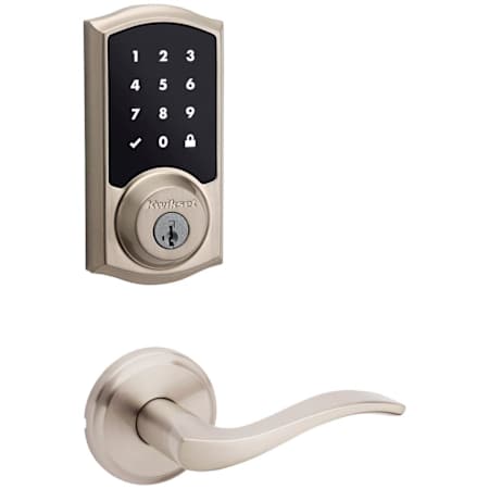 Kwikset Sedona Passage Lever Set and SmartCode Electronic Touchscreen Deadbolt Combo Pack with SmartKey Satin Nickel