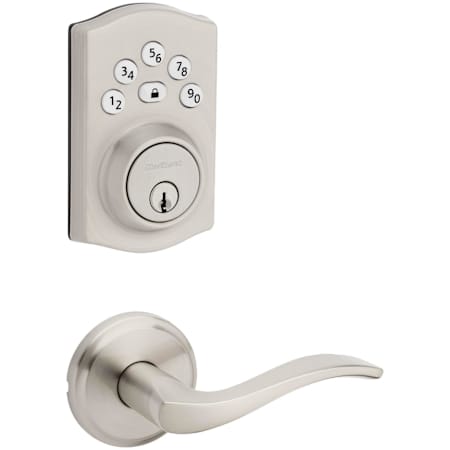 Kwikset Sedona Passage Lever Set and Powerbolt Electronic Keypad Deadbolt Combo Pack with SmartKey Satin Nickel