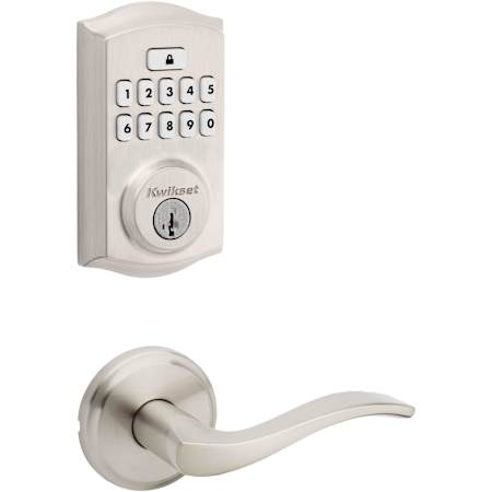 Kwikset Sedona Passage Lever Set and SmartCode Electronic Keypad Deadbolt Combo Pack with SmartKey Satin Nickel