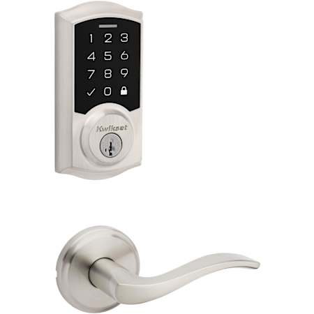 Kwikset Sedona Passage Lever Set and SmartCode Electronic Touchscreen Deadbolt Combo Pack with SmartKey Satin Nickel