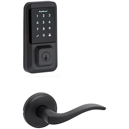 Kwikset Sedona Passage Lever Set and Halo Electronic Touchscreen Deadbolt Combo Pack with SmartKey Matte Black