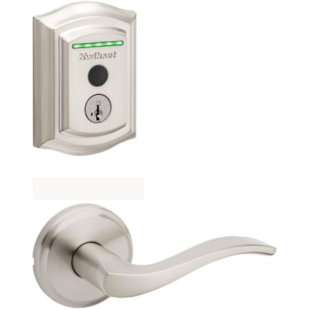 Kwikset Sedona Passage Lever Set and Halo Electronic Fingerprint Deadbolt Combo Pack with SmartKey Satin Nickel
