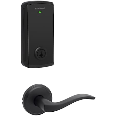 Kwikset Sedona Passage Lever Set and Halo Electronic Touchscreen Deadbolt Combo Pack with SmartKey Matte Black