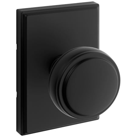 Kwikset Sora Passage Door Knob Set with Rectangle Rose Matte Black