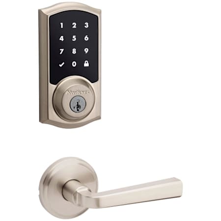 Kwikset Trafford Passage Lever Set and SmartCode Electronic Touchscreen Deadbolt Combo Pack with SmartKey Satin Nickel