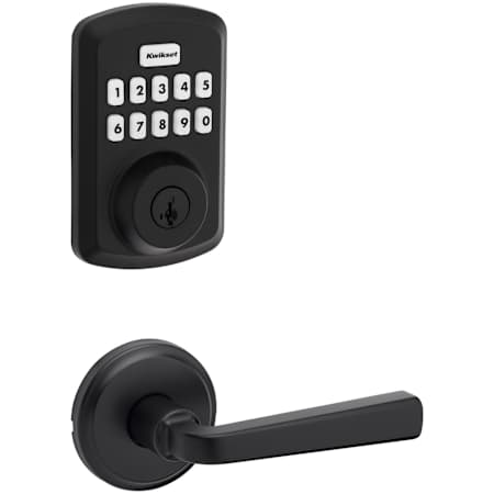 Kwikset Trafford Passage Lever Set and Powerbolt Electronic Keypad Deadbolt Combo Pack with SmartKey Matte Black