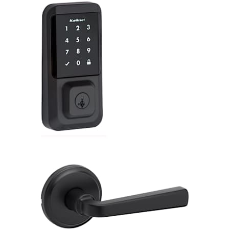 Kwikset Trafford Passage Lever Set and Halo Electronic Touchscreen Deadbolt Combo Pack with SmartKey Matte Black