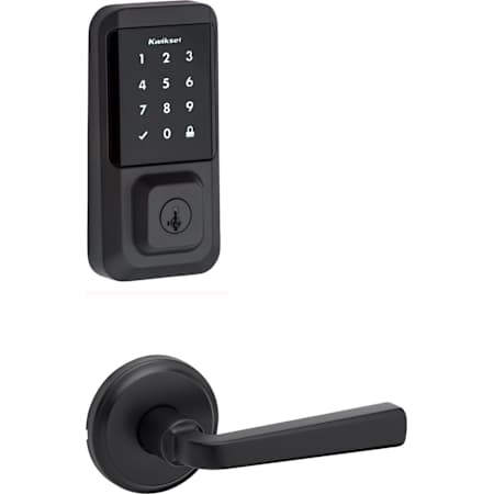 Kwikset Trafford Passage Lever Set and Halo Electronic Touchscreen Deadbolt Combo Pack with SmartKey Matte Black