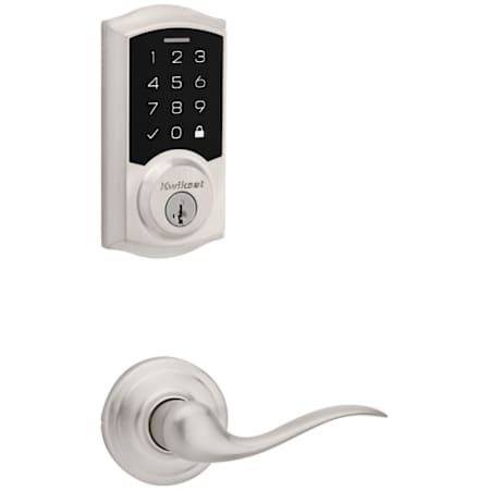 Kwikset Tustin Passage Lever Set and Electronic Keyless Entry Deadbolt Combo Pack with SmartKey from the SmartCode Deadbolts Touchscreen Collection Satin Nickel