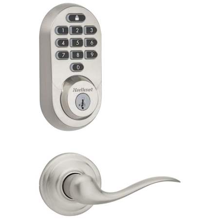 Kwikset Tustin Passage Lever and 938 Halo WiFi Enabled Deadbolt Combo Pack with SmartKey Satin Nickel