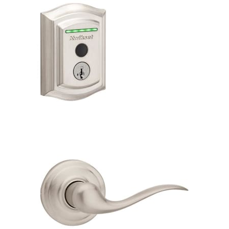 Kwikset Tustin Passage Lever and 959 Fingerprint Traditional Halo WiFi Enabled Deadbolt Combo Pack with SmartKey Satin Nickel