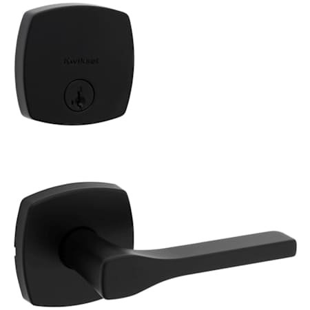 Kwikset Tripoli Passage Lever Set and Single Cylinder Keyed Entry Deadbolt Combo with SmartKey from the Midtown Collection Matte Black