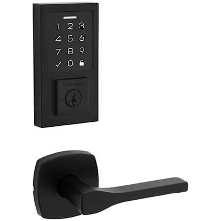 Kwikset Tripoli Passage Lever Set and Electronic Keyless Entry Deadbolt Combo Pack with SmartKey from the SmartCode Deadbolts Touchscreen Collection Matte Black