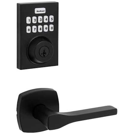 Kwikset Tripoli Passage Lever Set and Electronic Keyless Entry Deadbolt Combo Pack with SmartKey from the Home Connect Collection Matte Black
